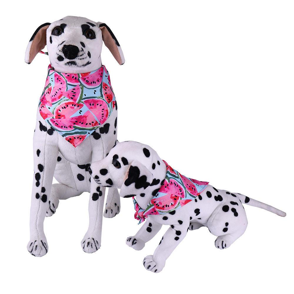 Summer Dog Adjustable Breathable Soft Triangle Bandanas Scarf Donut Watermelon Cartoon Triangle Dog Bandana