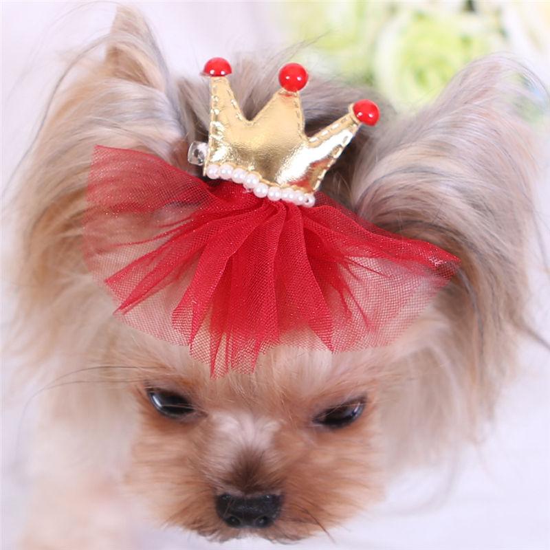 Decorative Hair Clips Small Dog Grooming Girl Hairpins Cute Bow Crown Pet Hairclip