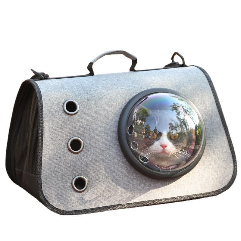 Portable Cat Backpack Three Holes Breathable Transparent Expandable Cat Carrier Bag Spaceship Cat Travel Carrier