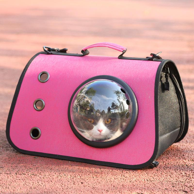 Portable Cat Backpack Three Holes Breathable Transparent Expandable Cat Carrier Bag Spaceship Cat Travel Carrier