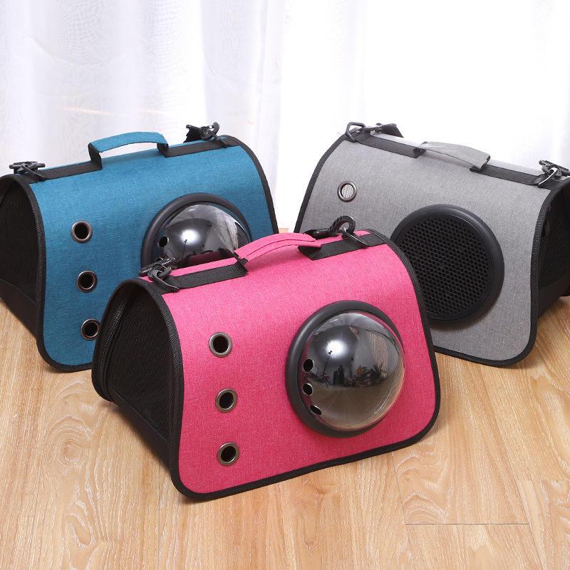 Portable Cat Backpack Three Holes Breathable Transparent Expandable Cat Carrier Bag Spaceship Cat Travel Carrier