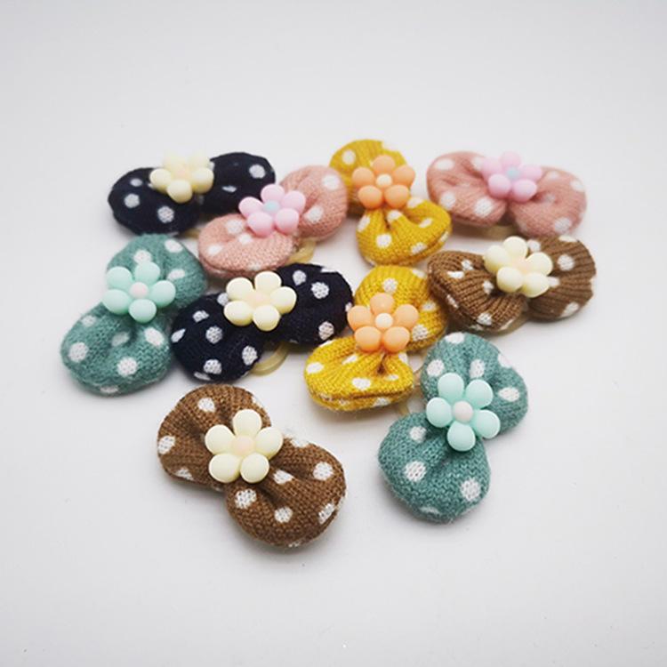 Cute Dot Color Webbing Bow Elastic Head Flower Hair Clip Wholesale Dog Accessories