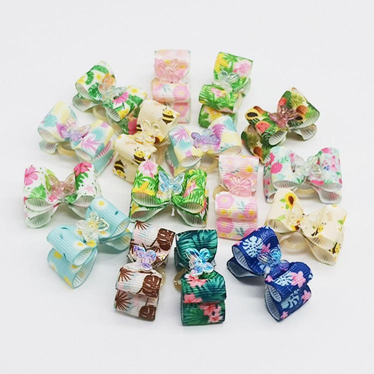 Floral Sweet Dog Hair Clip Hair Accessories Polyester Dog Hair Bows