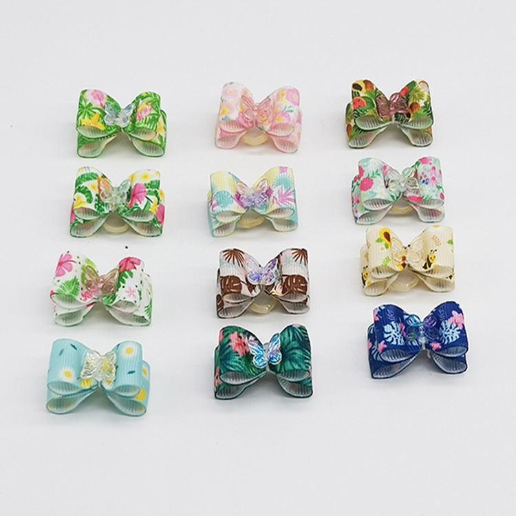 Floral Sweet Dog Hair Clip Hair Accessories Polyester Dog Hair Bows