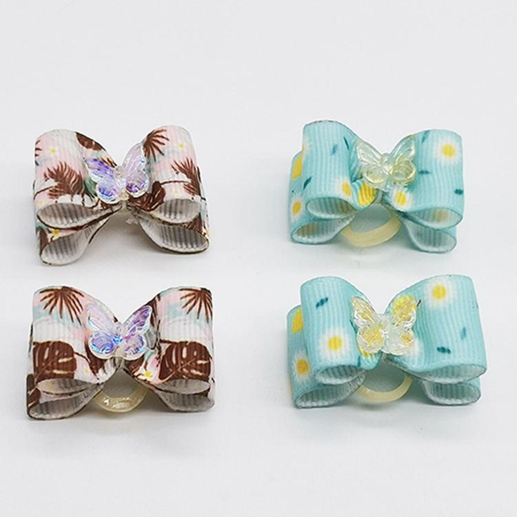 Floral Sweet Dog Hair Clip Hair Accessories Polyester Dog Hair Bows