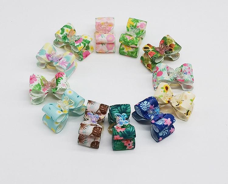 Floral Sweet Dog Hair Clip Hair Accessories Polyester Dog Hair Bows