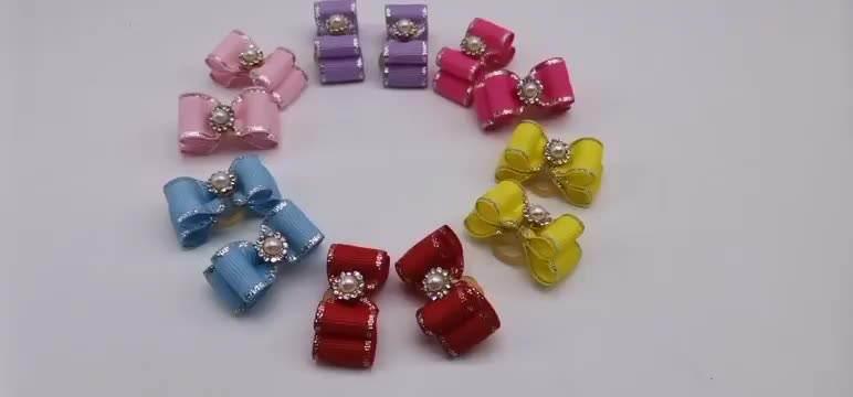 Dog Hair Jewelry Bowknot Rubber Band Pearl Flower Head Custom Wholesaler Pet Hair Accessories