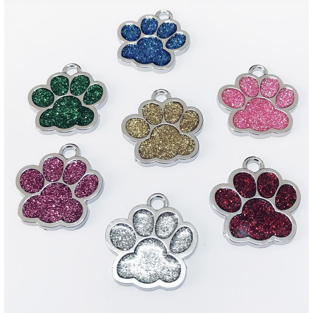 Wholesale Multicolor Paw Footprint Pendant Bling Make Pet Jewelry Dog Id Tag