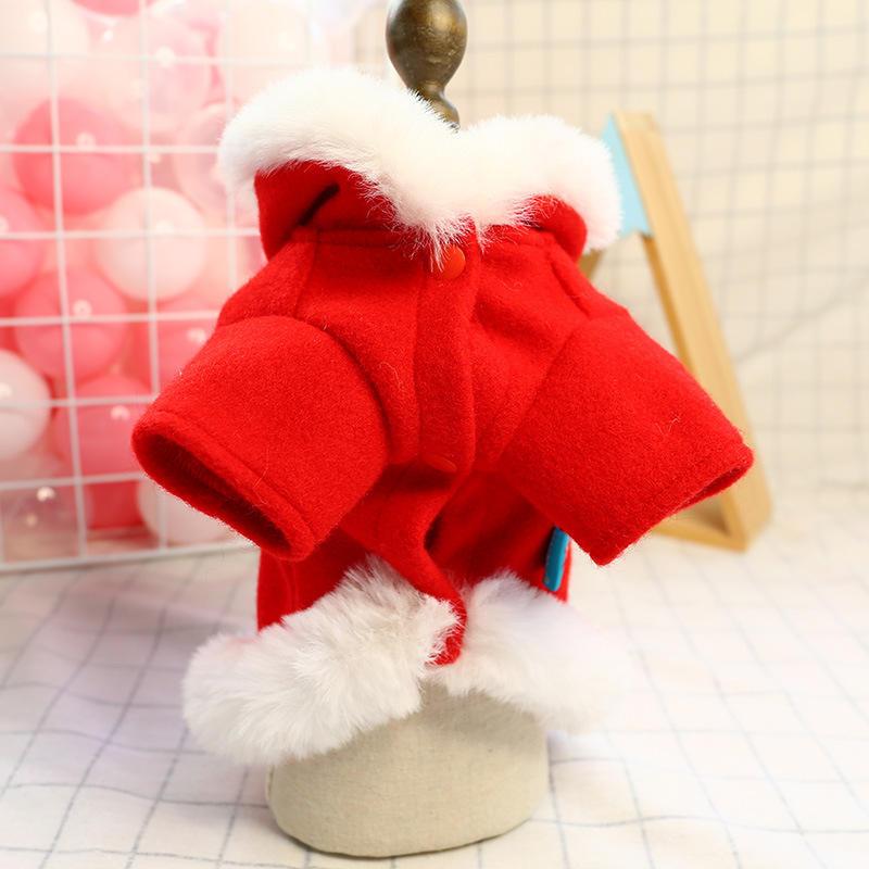 New Christmas Teddy Pome Fur Coat Stylish Pet Clothes Dog And Cat Autumn And Winter Cape Coat