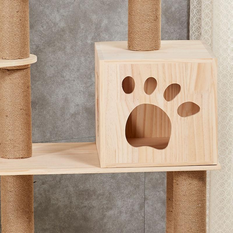 Wholesale Big Luxury Wood Sisal Rope Style Cat House Pet Furniture Cat Trees Modern Wooden Cat Tree Tower