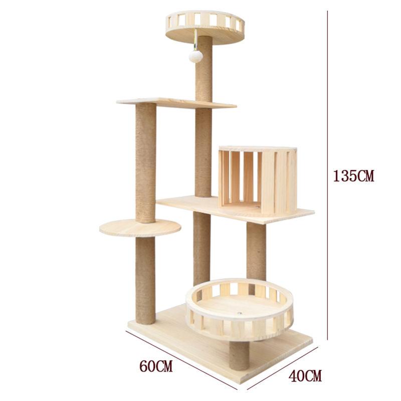 Amazon Hot Sale Custom Multi-level Cat Tree Scratch Pet Scratcher Wood Tower Furniture Tower Cat Tree Wooden Cat Tree