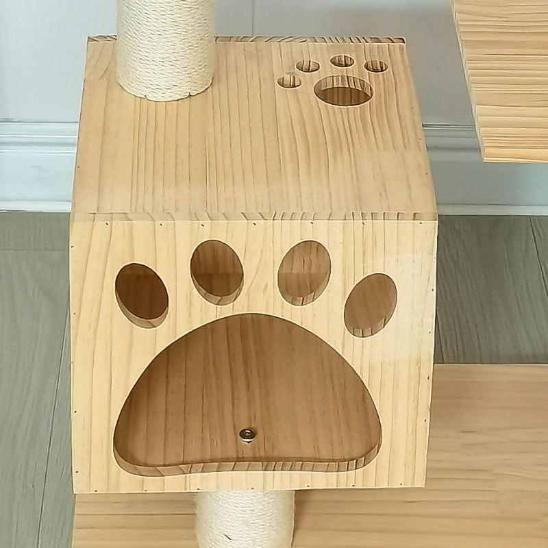 Wholesale Multi-layer Solid Wood Cat Tree Sisal Post Cat Climbing Frame With Kitten Nest