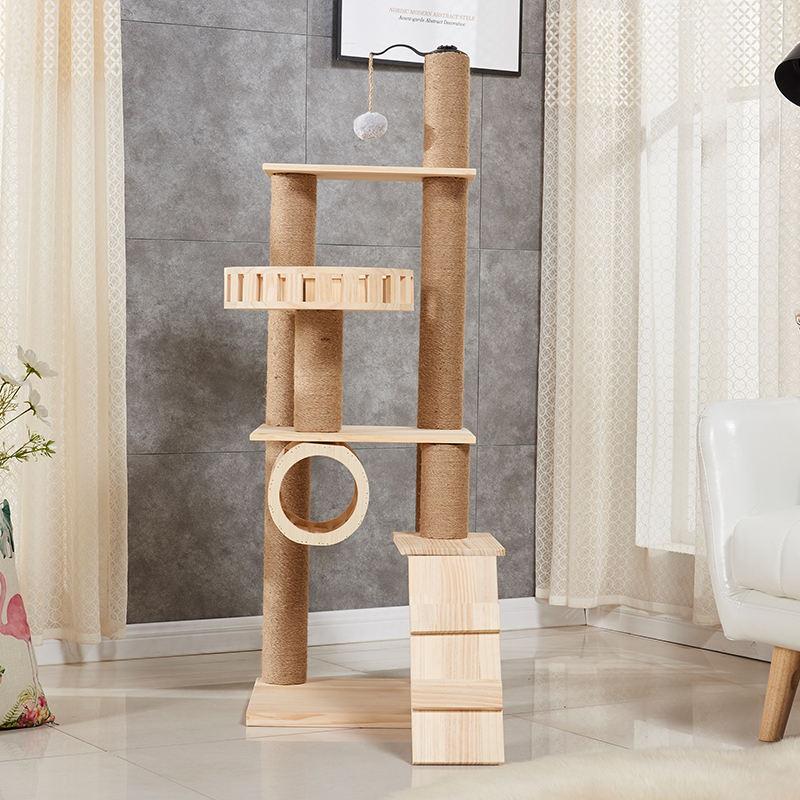 Climbing Frame Vertical Scratching Post Pet Toy Condo Wood Cat Scratcher Large Cat Tree