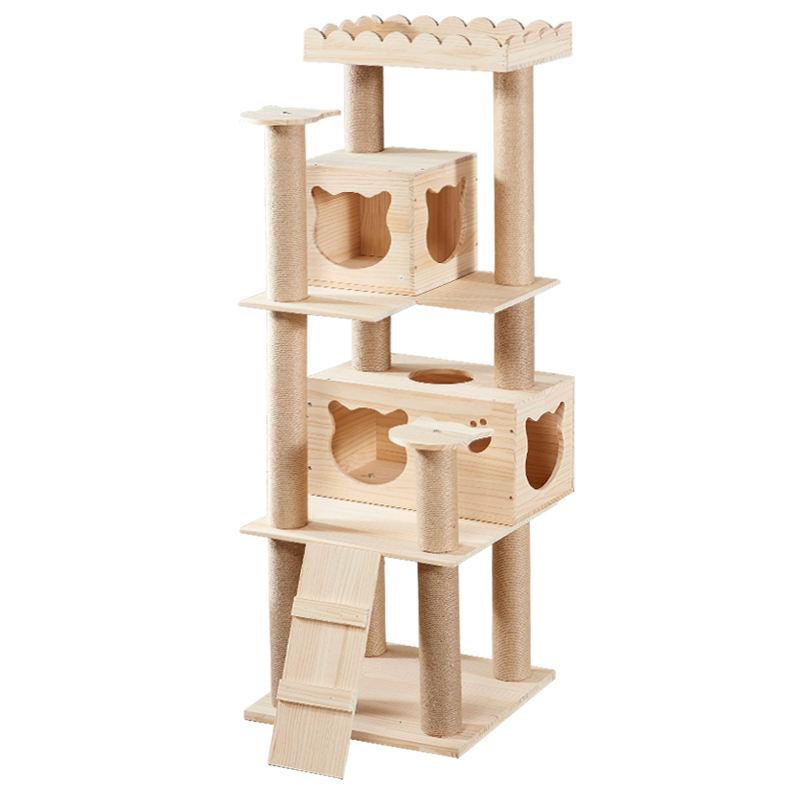 Cat Tree New Pet Cat Climbing Frame Modern Wooden Sisal Multi Level Luxury Large Floor To Ceiling Cat Tree