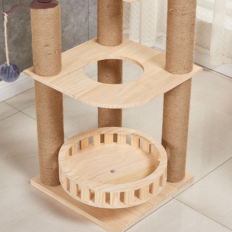 Pet Supplies Solid Wood Cat Climbing Frame Cat Jumping Platform Hemp Rope Pole