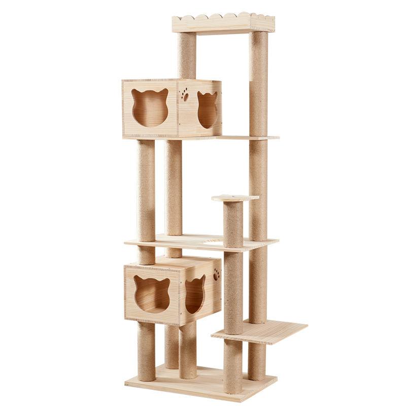 Cats Nest Tree Toy Solid Wood Cat Scratching Column Supplies Cat Shelf Jumping Platform Tower House