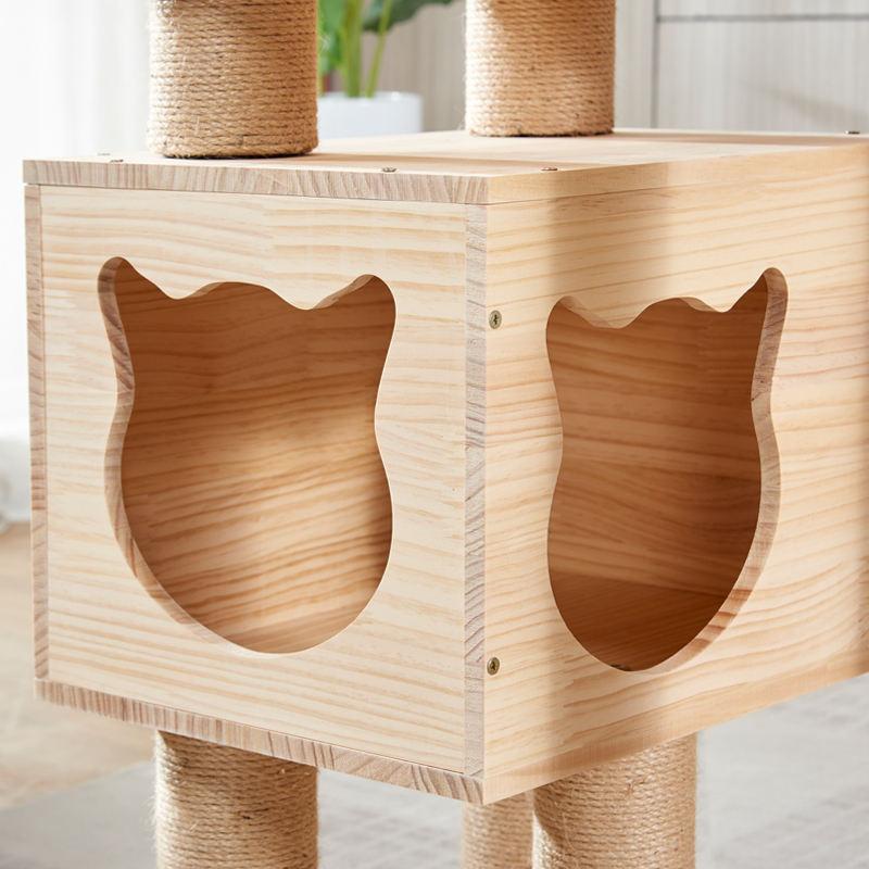 Cats Nest Tree Toy Solid Wood Cat Scratching Column Supplies Cat Shelf Jumping Platform Tower House