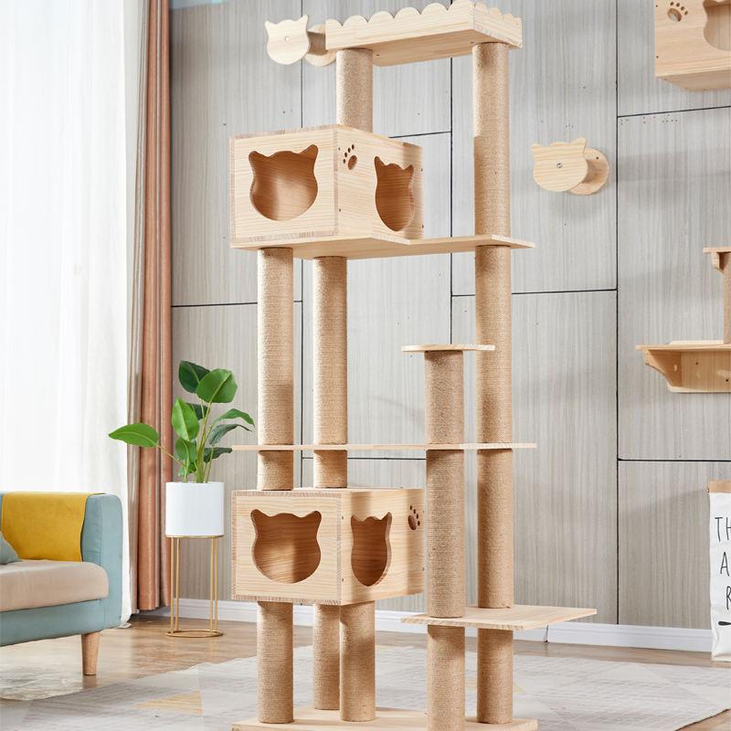 Cats Nest Tree Toy Solid Wood Cat Scratching Column Supplies Cat Shelf Jumping Platform Tower House