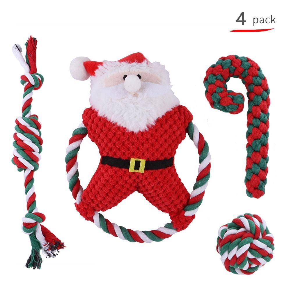 Shop Hot 2023 Christmas Dog Cotton Rope Chewing Toys Interactive Dog Stocking Stuffers Colored Cotton Rope Pet Toys