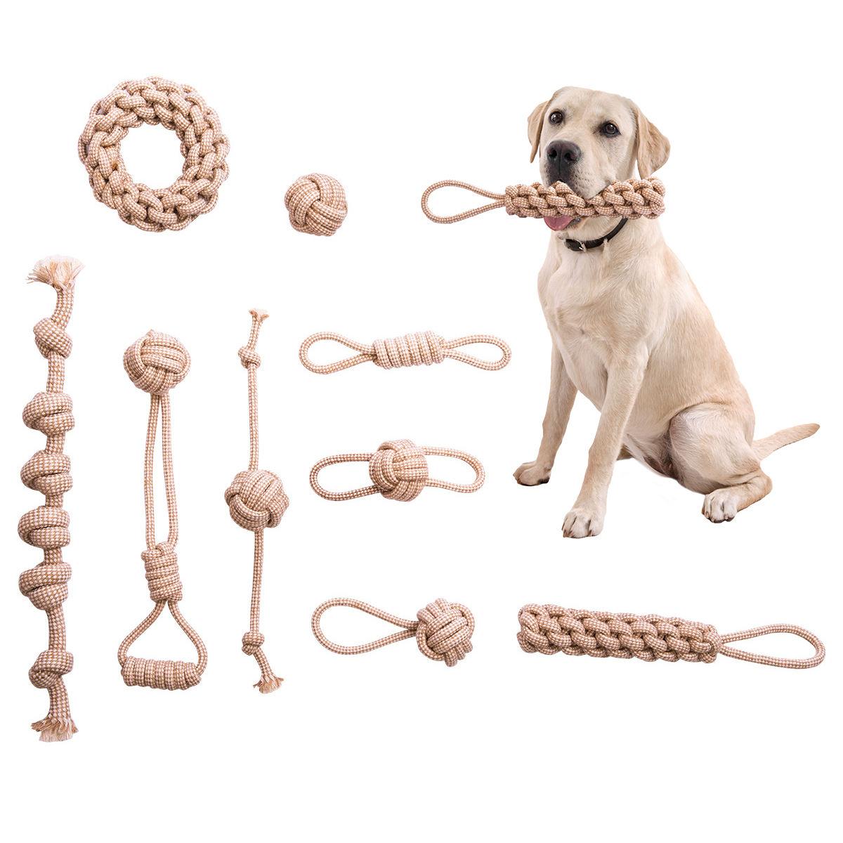 Wholesale Good Price Multi Set Eco Gray Pet Cotton Rope Knot Interactive Dog Toy Ball Pet Toy Set Chew Toys For Dog