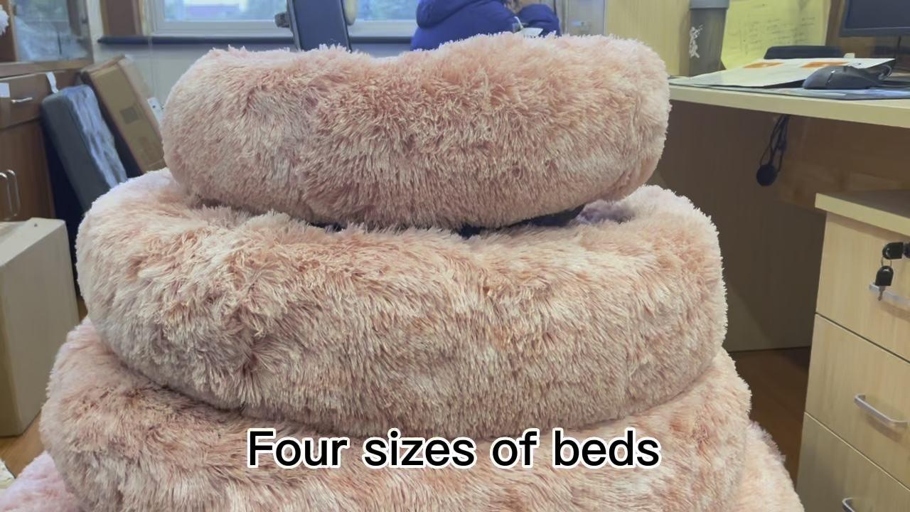 Manufacturer Wholesale Multi Colors Luxury Donut Round Plush Dog Pet Cat Bed