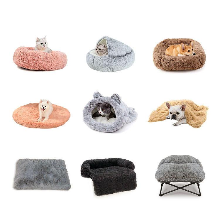 Oem Dogbed Dog Bed Cat Pet Beds Sofa Round Donut Washable Luxury Designer Cheap Cozy Fluffy Dog Bed For Large Dogs