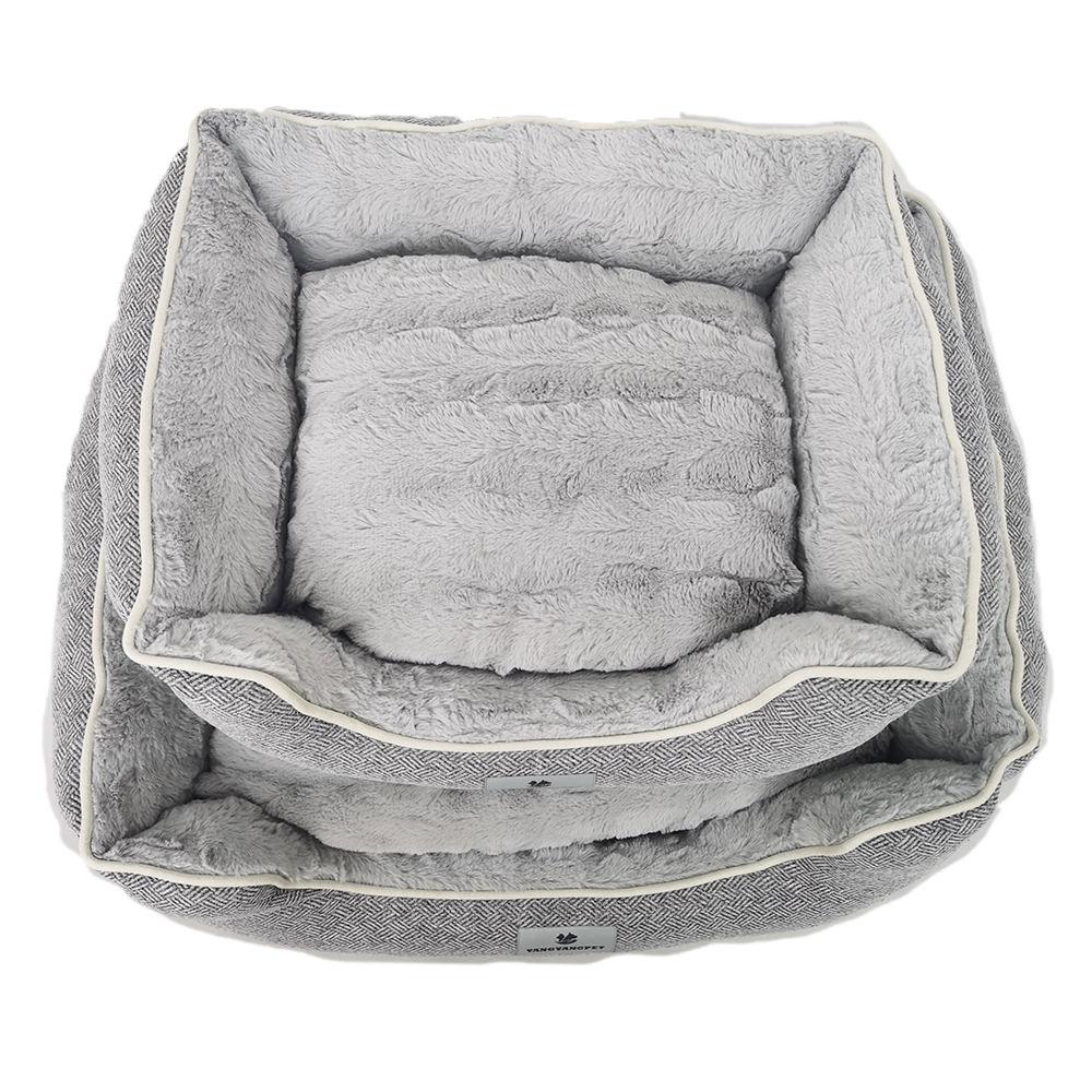 pet Warmer Oem Square Linen With Customize Design Soft Pv Plush Pet Bed