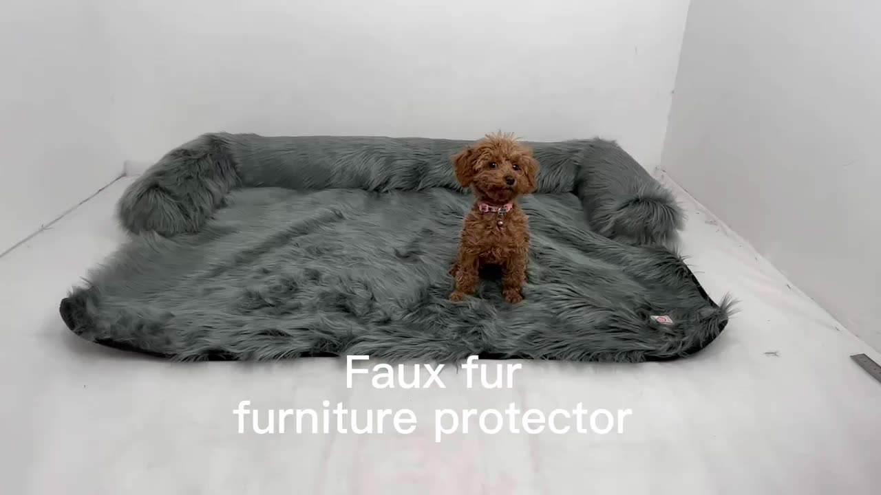 pet Faux Fur Furniture Pet Couch Dog Protector Sofa Dog Bed With Removable Cover