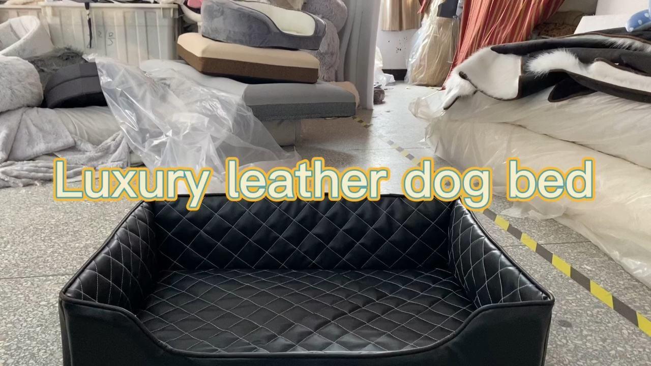 pet Orthopedic Foam Dog Bed Living Room Sofa Waterproof Luxury Pu Leather Large Pet Sofa Dog Bed