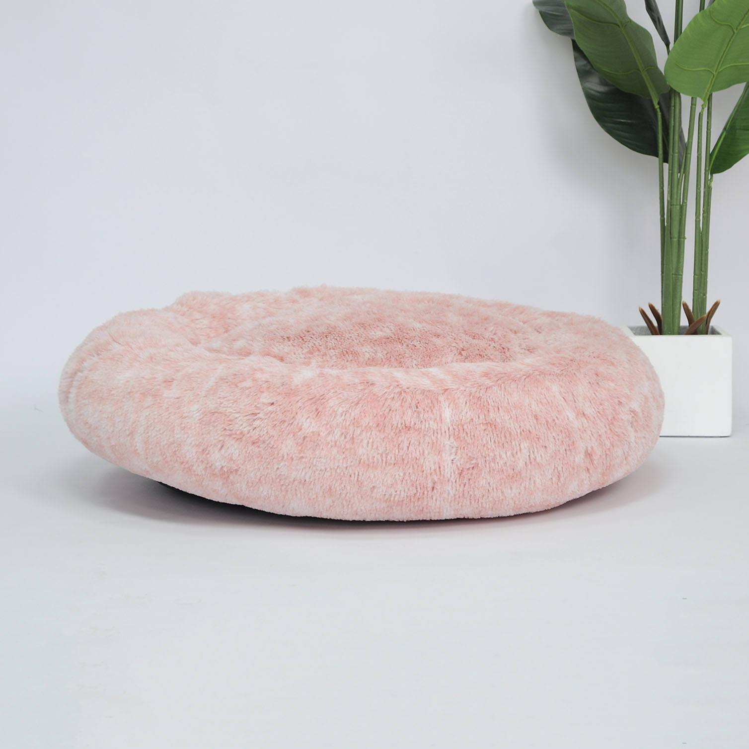 Customized Washable Fluffy Dog Bed Pink Donut Cat And Dog Cushion Bed 20in Pet Bed Fo