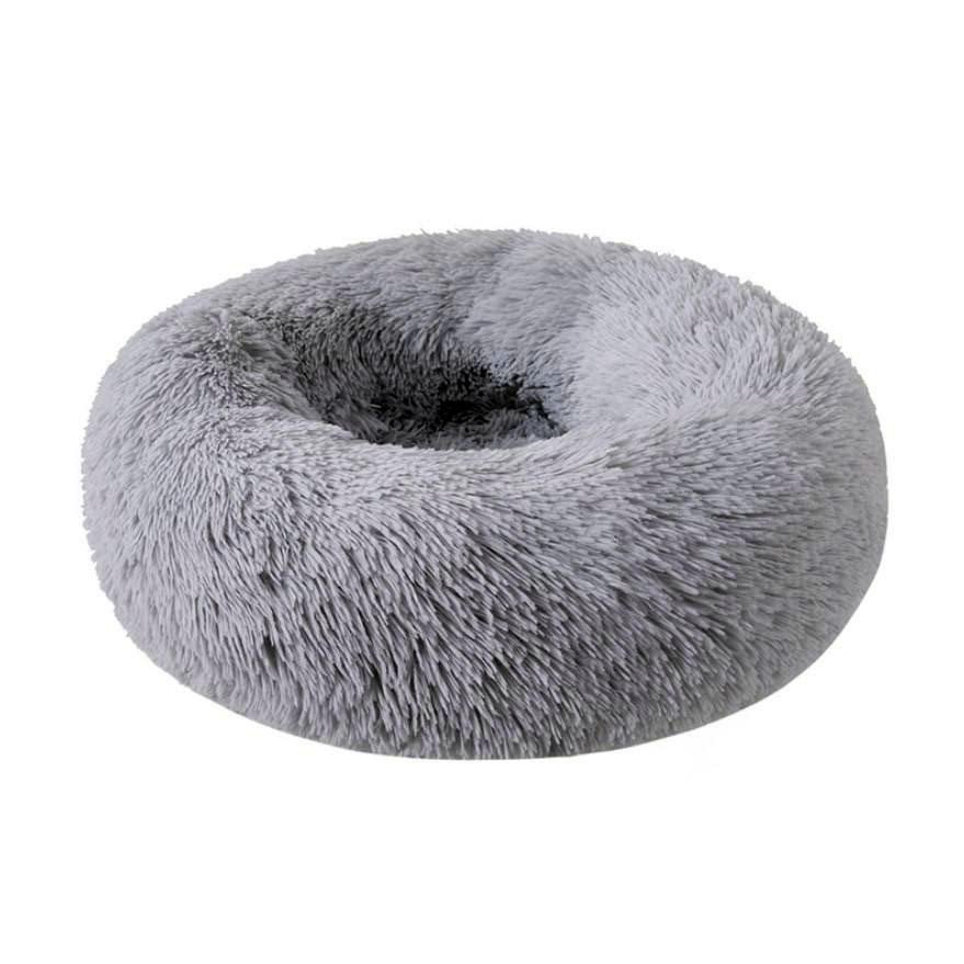 Faux Fur Comfortable Washable Soft Donut Pet Dog Cat Bed For Large Dog Warm Round Customized Calming Fluffy Plush Pet Dog Bed