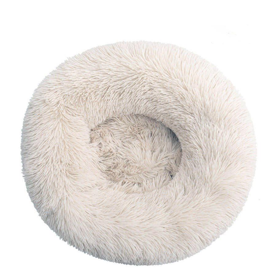 Faux Fur Comfortable Washable Soft Donut Pet Dog Cat Bed For Large Dog Warm Round Customized Calming Fluffy Plush Pet Dog Bed