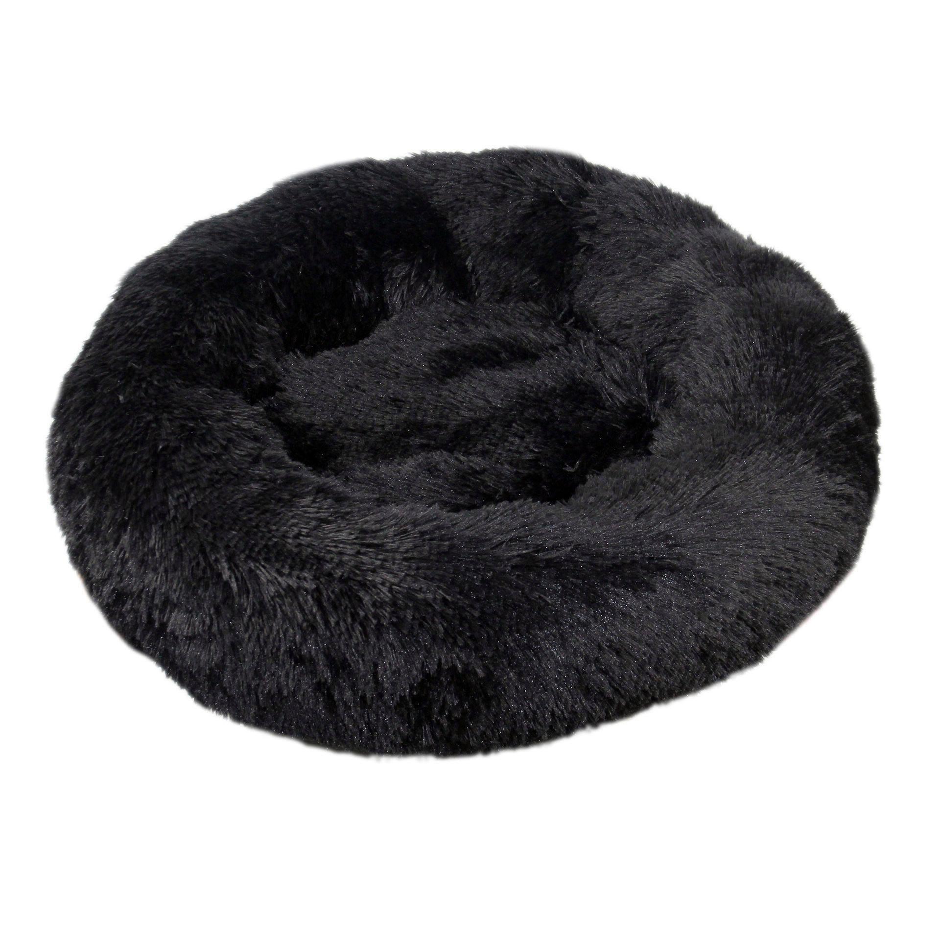 Faux Fur Comfortable Washable Soft Donut Pet Dog Cat Bed For Large Dog Warm Round Customized Calming Fluffy Plush Pet Dog Bed