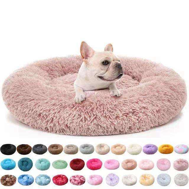 Customized Washable Removable Cover Soft Plush Faux Fur Pet Cat Bed Donuts Dog Bed