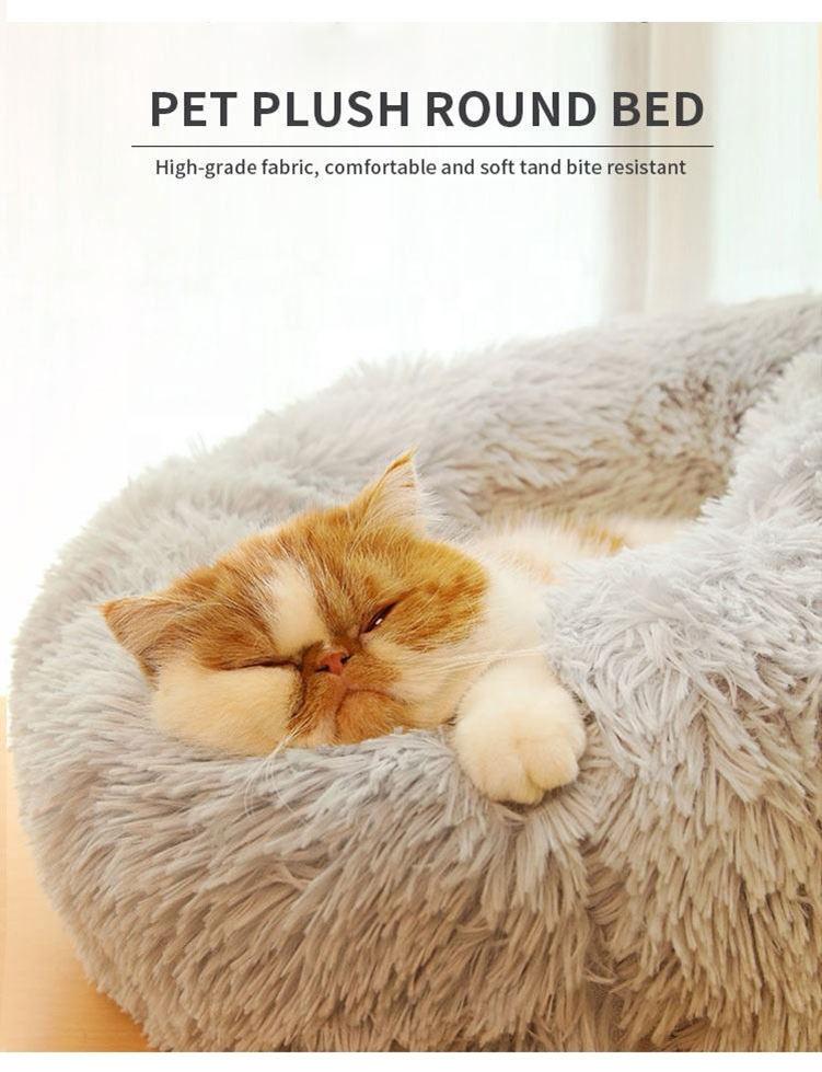 Manufacturer Large Soft Luxury Warm Washable Cushion Fluffy Calming Round Donut Pet Dog Cat Bed