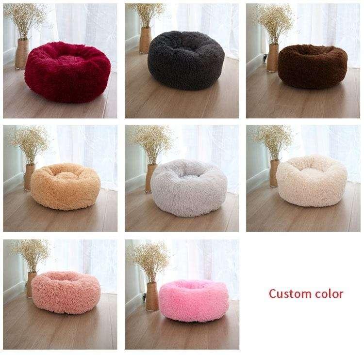 Manufacturer Large Soft Luxury Warm Washable Cushion Fluffy Calming Round Donut Pet Dog Cat Bed