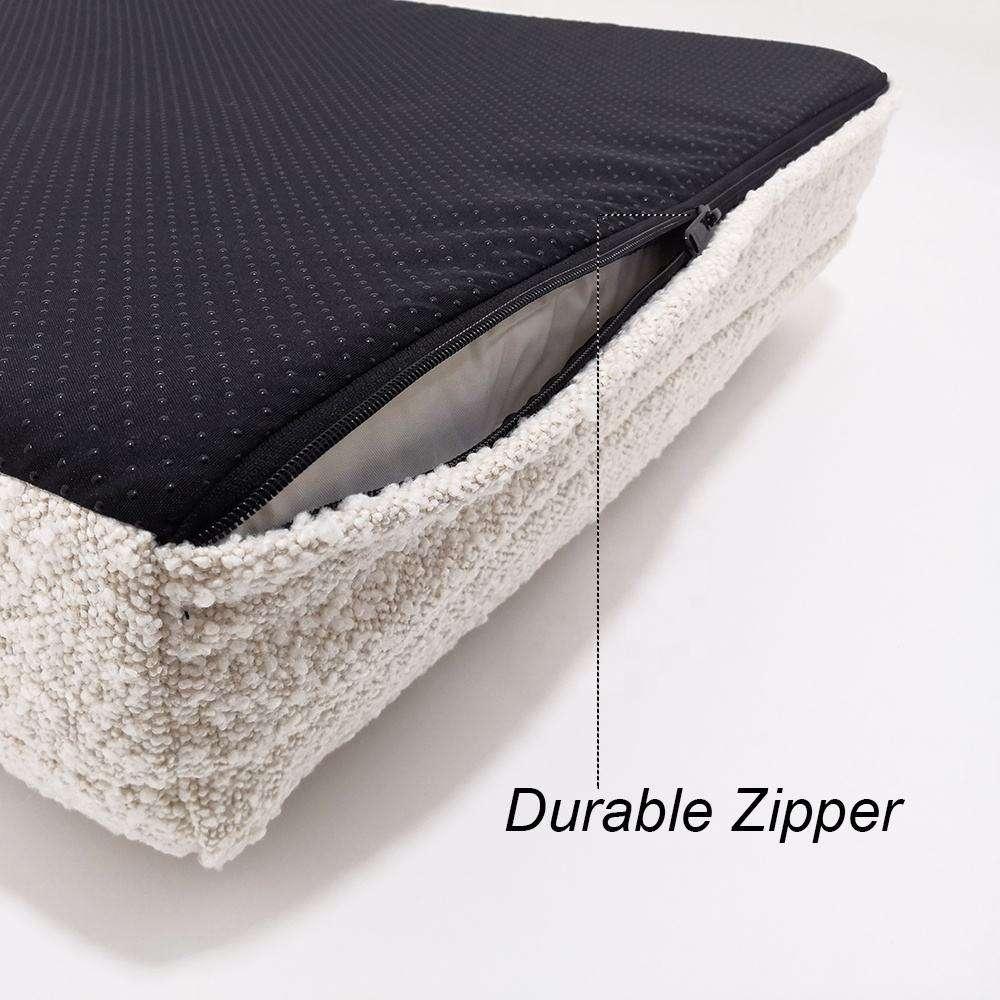 Washable Removable Cover Waterproof Linen Neutral Cream Yarn Boucle Orthopaedic Orthopedic Foam Dog Bed