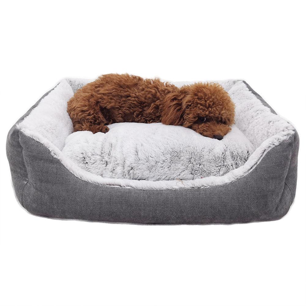 pet Square Soft Grey Dog Pet Bed