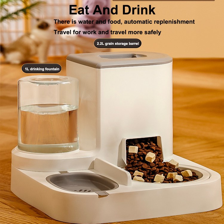 2 in 1 Stainless Steel Bowl Cat Pet Automatic Feeding Water Feeder