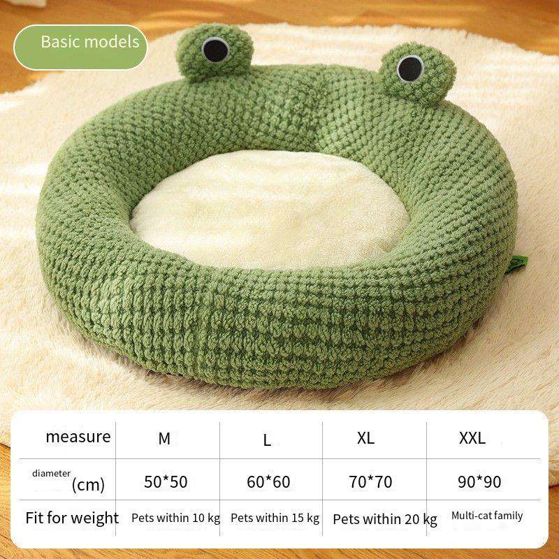 Cartoon Frog Comfortable Plush Cat Bed