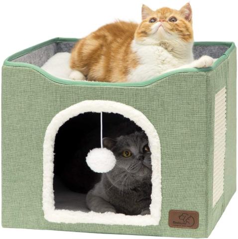 2 In 1 Cat Scratching Toys Foldable Cat House Warm Cat Bed