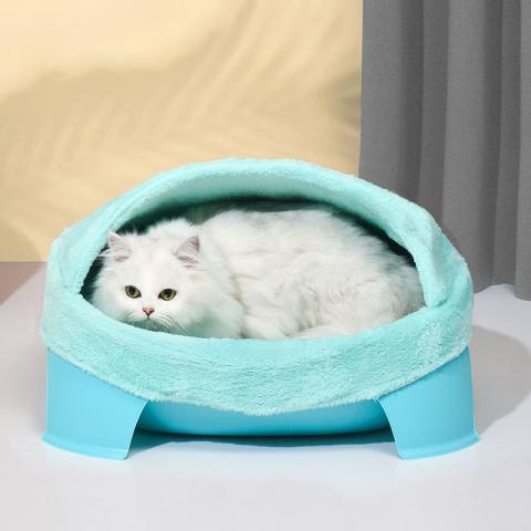 Multi-colored Durable Pp 2 In 1 Cat Bed With Warm Pad And Corrugated Paper