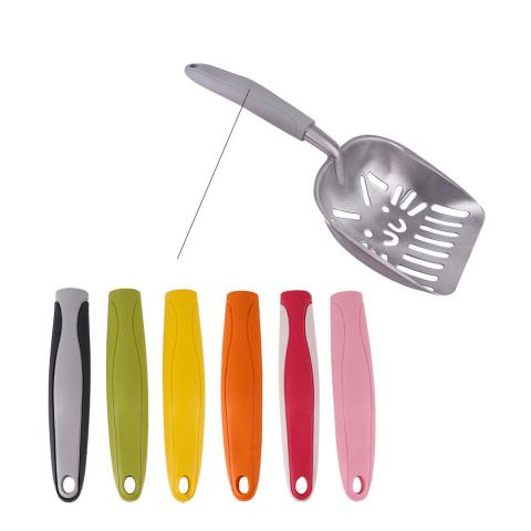 Multi-color Handle Stainless Steel Metal Cat Litter Scoop Durable Cat Litter Shovel