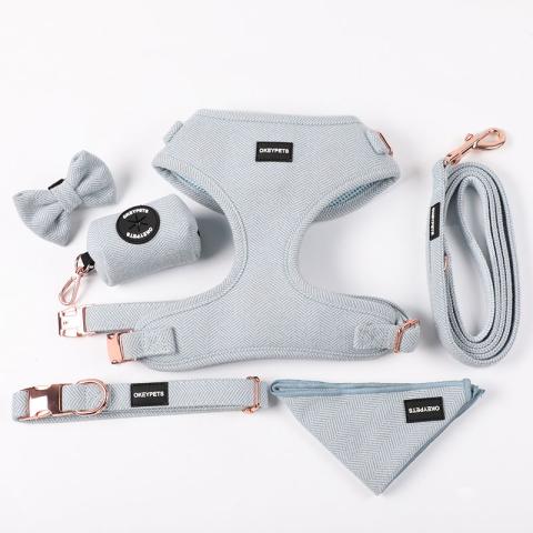 Custom Adjustable Luxury Dog Harness With Poop Bag Wholesale Dog Harness Manufactures Twill