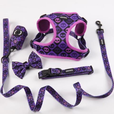 Customized Pattern Sunflower Harness Set Neoprene Adjustable Step In Small Medium Dog Leash Harness Set