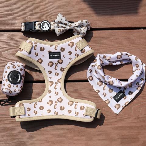 Personalized Designer Harness Set Red Sock Neoprene Adjustable Custom Luxury Step In Dog Sublimation Harness Set