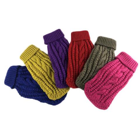 Soft Warm Oem Simple Cable Knit Dog Winter Clothes Pompon Tail Pet Handmade Sweaters