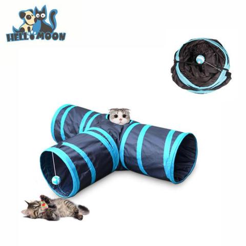 Indoor Outdoor Foldable 3 Holes Way Funny Pet Cat Training Tunnel House Toy