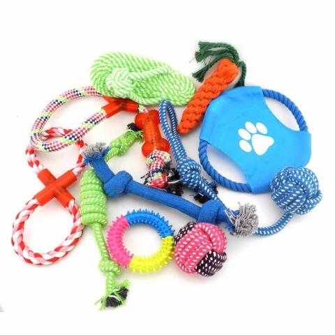 Custom Professional Cheap Durable Soft Zanies Rope Pet Dog Chew Activity Toys 10 Set Pack Wholesale