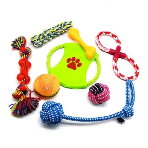 Durable Cotton Rope Pet Toys Fun Set Combination Pet Cotton Rope Dog Toys Resist Bite Cleaning Teeth